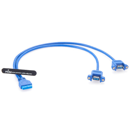 2 Port Panel Mount USB 3.0 USB A to Motherboard Header Cable