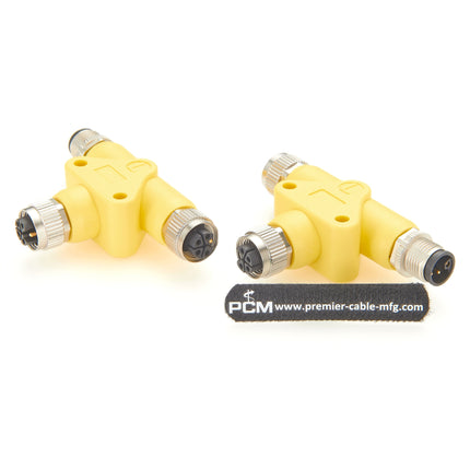 M12 L-Coded Power Connector T Splitter