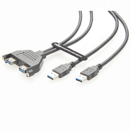 Dual USB 3.0 Panel Mount Extension Cable