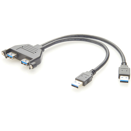 Dual USB 3.0 Panel Mount Extension Cable