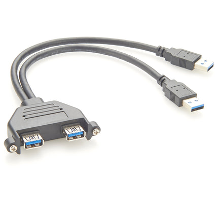 Dual USB 3.0 Panel Mount Extension Cable