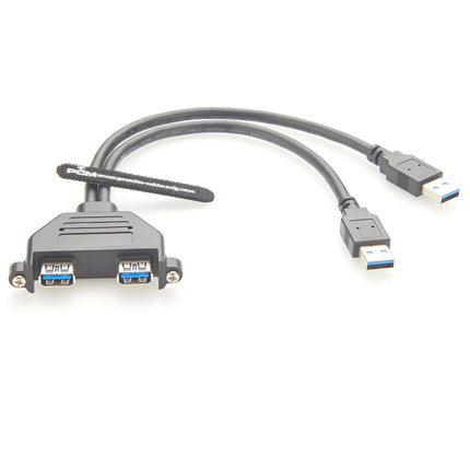 Dual USB 3.0 Panel Mount Extension Cable