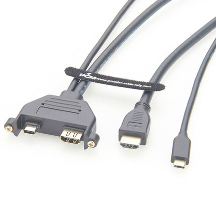 Dual USB 3.1 C & HDMI Screw Panel Mount Extension Cable