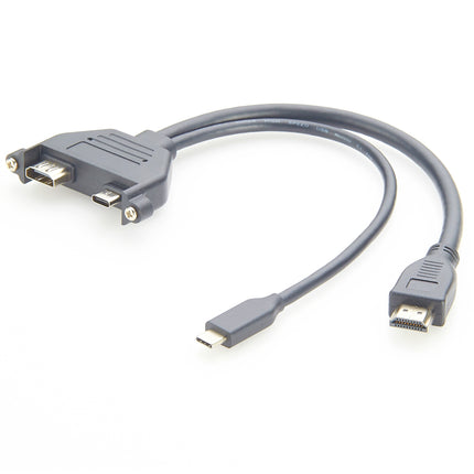 Dual USB 3.1 C & HDMI Screw Panel Mount Extension Cable