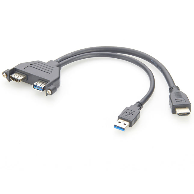 USB 3.0 and HDMI Screw Panel Mount Cable