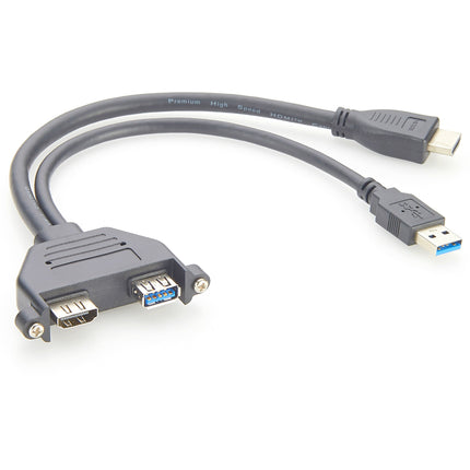 USB 3.0 and HDMI Screw Panel Mount Cable
