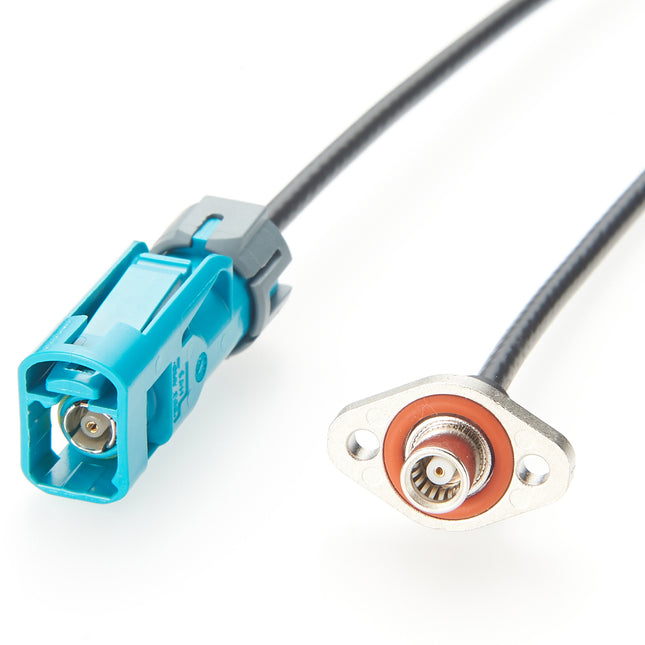 Waterproof FAKRA to SMB Cable with 2-Hole Flange Mount