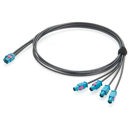 Rosenberger HFM Mini FAKRA Z Jack Quad to 4 x FAKRA Z Plug Cable