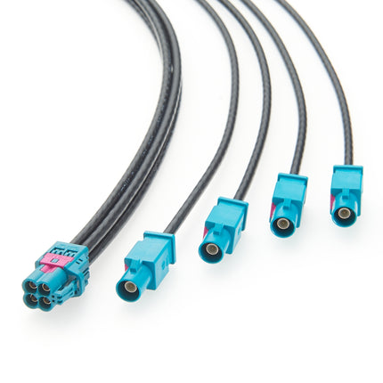 Rosenberger HFM Mini FAKRA Z Jack Quad to 4 x FAKRA Z Plug Cable