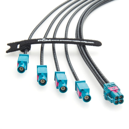 Rosenberger HFM Mini FAKRA Z Jack Quad to 4 x FAKRA Z Plug Cable