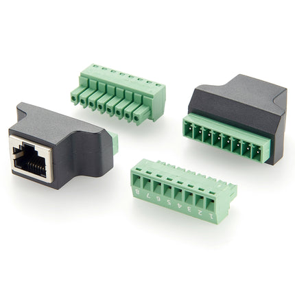 RJ45 Female to 8 Pin Screw Terminal Block