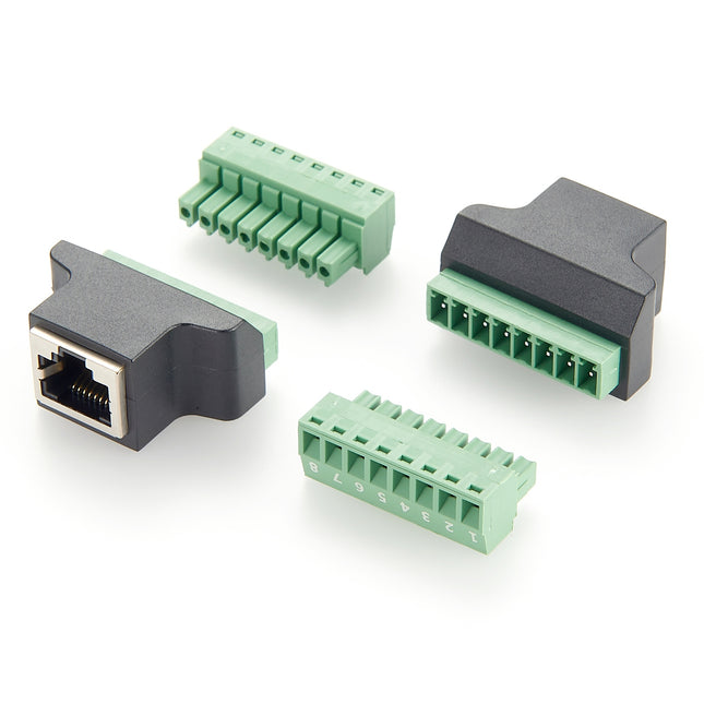 RJ45 Female to 8 Pin Screw Terminal Block