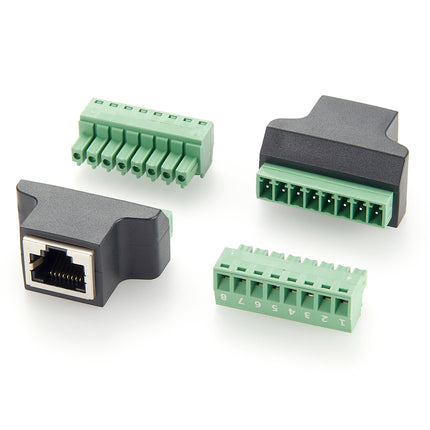 RJ45 Female to 8 Pin Screw Terminal Block
