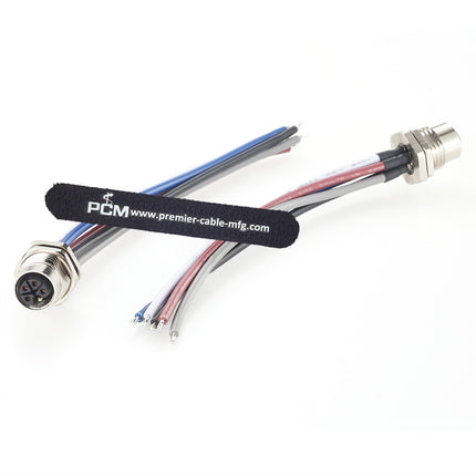 M12 Power L-Code 5 Pin Female Panel Mount Cable