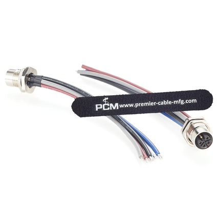 M12 Power L-Code 5 Pin Female Panel Mount Cable