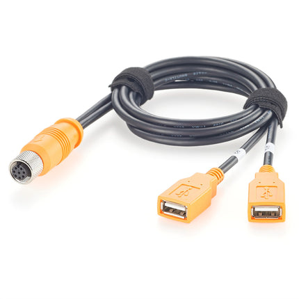 M12 A-Code 8 Pin Female to 2 x USB 2.0 Type-A Female Cable