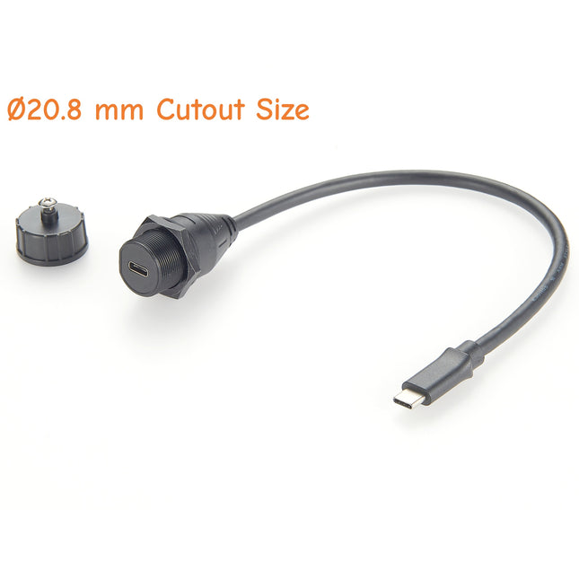 IP67 USB 3.1 Type-C Panel Mount Cable