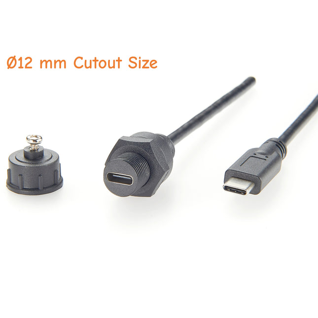 Panel Mount USB 3.1 Type-C Waterproof Cable