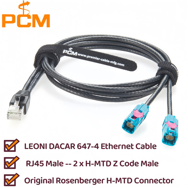 RJ45 to Dual H-MTD Automotive Ethernet Cable