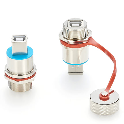 Ruggedized Waterproof USB 2.0 B Panel Mount Connector