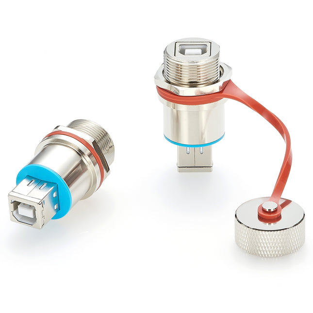 Ruggedized Waterproof USB 2.0 B Panel Mount Connector