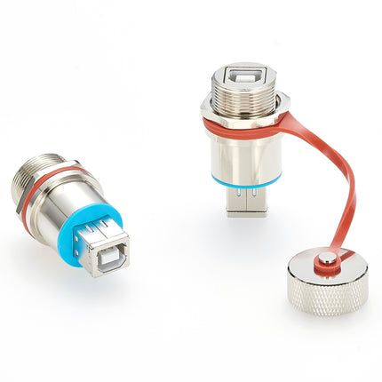 Ruggedized Waterproof USB 2.0 B Panel Mount Connector