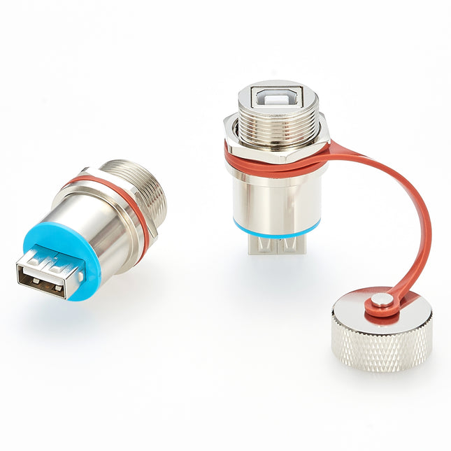 IP67 Rugged USB 2.0 A to B Panel Mount Connector