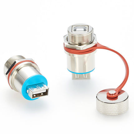IP67 Rugged USB 2.0 A to B Panel Mount Connector
