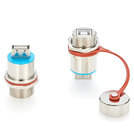 IP67 Rugged USB 2.0 A to B Panel Mount Connector