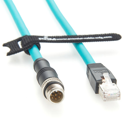M12 A-Code 8 Pin to RJ45 High Flex Cat6A Industrial Ethernet Cable