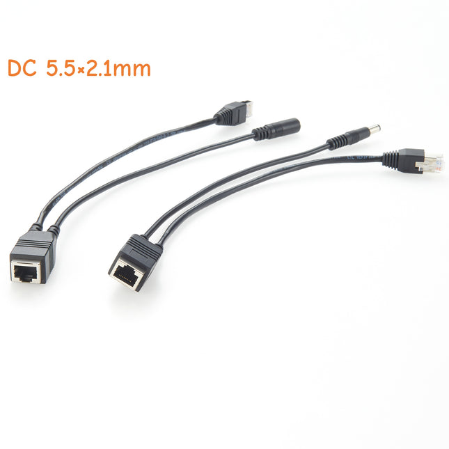 Passive PoE Injector Cable Set RJ45 DC 5.5 x 2.1 mm