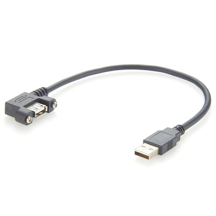 Right Angle USB 2.0 A Male to Female Screw Lock Panel Mount Cable