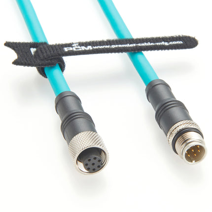 M12 A-Code 8 Pin Male to Female Cat6a High Flex Sensor Actuator Cable