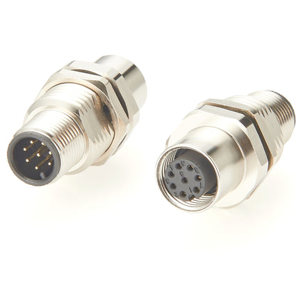 M12 A-Code 8 Pin Bulkhead Feedthrough Connector