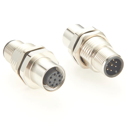 M12 A-Code 8 Pin Bulkhead Feedthrough Connector