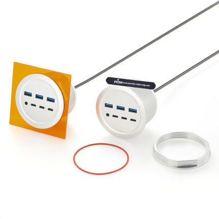 Conference Table Connectivity Box with 3 USB A, 3 USB C, 3.5mm Audio Jack