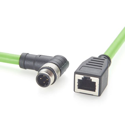 Right Angle M12 D-Coded to RJ45 Female Profinet Cable