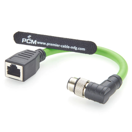 Right Angle M12 D-Coded to RJ45 Female Profinet Cable
