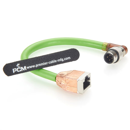 Right Angle M12 D-Coded to RJ45 Female Profinet Cable