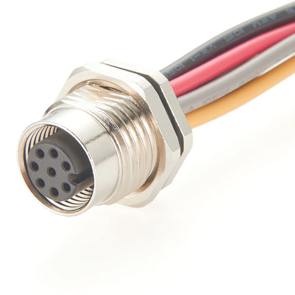 M12 A Code 8 Pin Female Panel Mount Connector