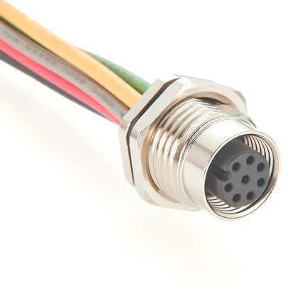 M12 A Code 8 Pin Female Panel Mount Connector