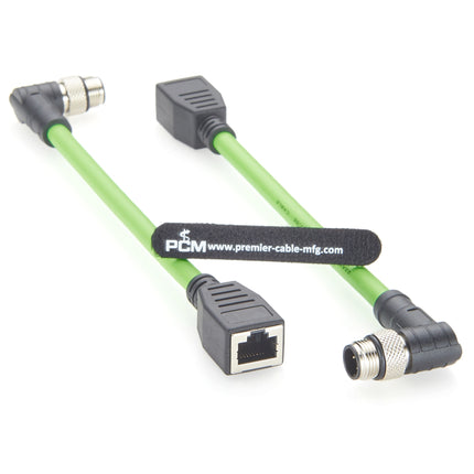 Right Angle M12 D-Coded to RJ45 Female Profinet Cable