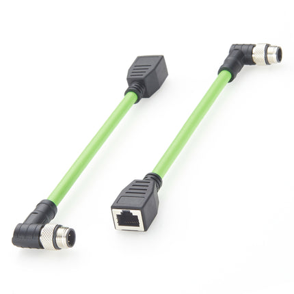 Right Angle M12 D-Coded to RJ45 Female Profinet Cable