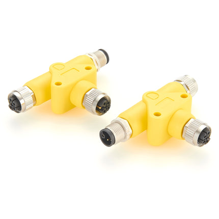 M12 L-Coded Power Connector T Splitter