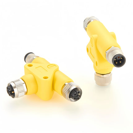 M12 L-Coded Power Connector T Splitter