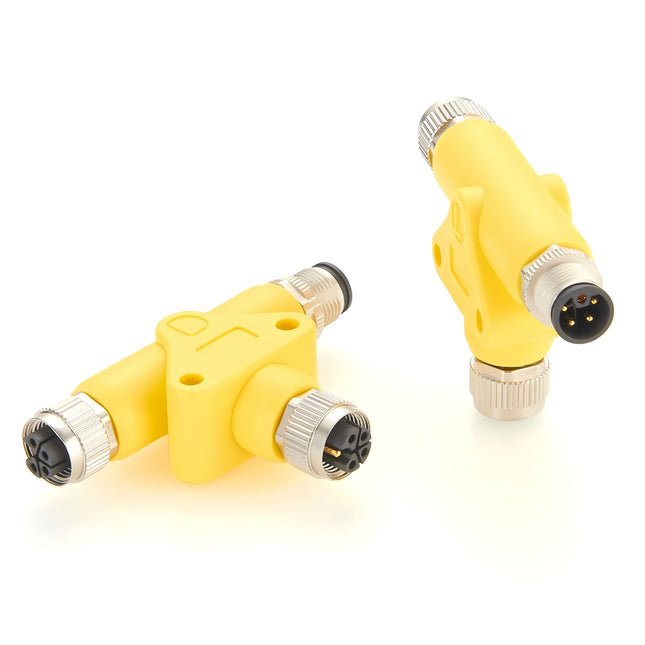 M12 L-Coded Power Connector T Splitter