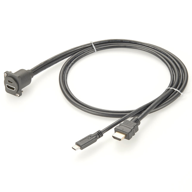 HDMI & USB Type-C Dual Panel Mount Extension Cable