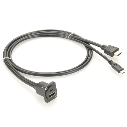 HDMI & USB Type-C Dual Panel Mount Extension Cable