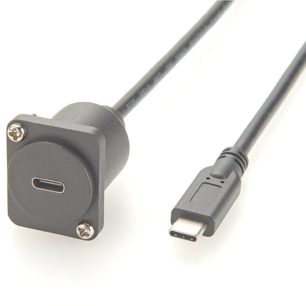 D-Type USB 3.1 Type-C Panel Mount Extension Cable