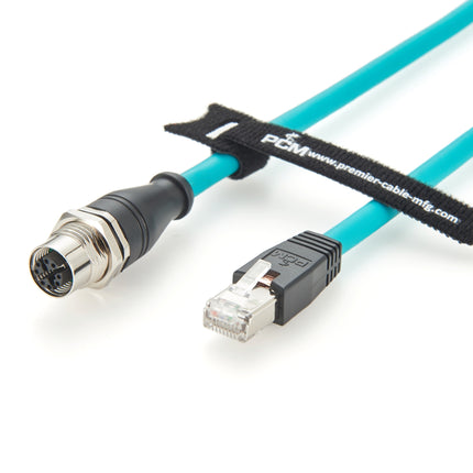M12 X-Code Panel Mount to RJ45 CAT6A Cable